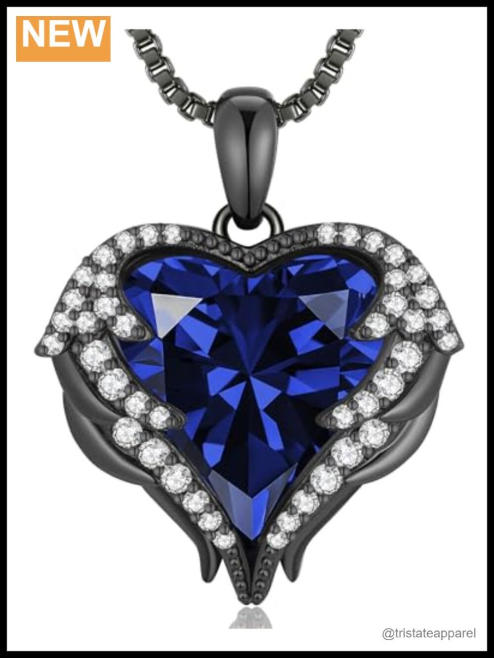 cd Angel Wings Heart Birthstone Pendant Necklace Gold Plated 18"